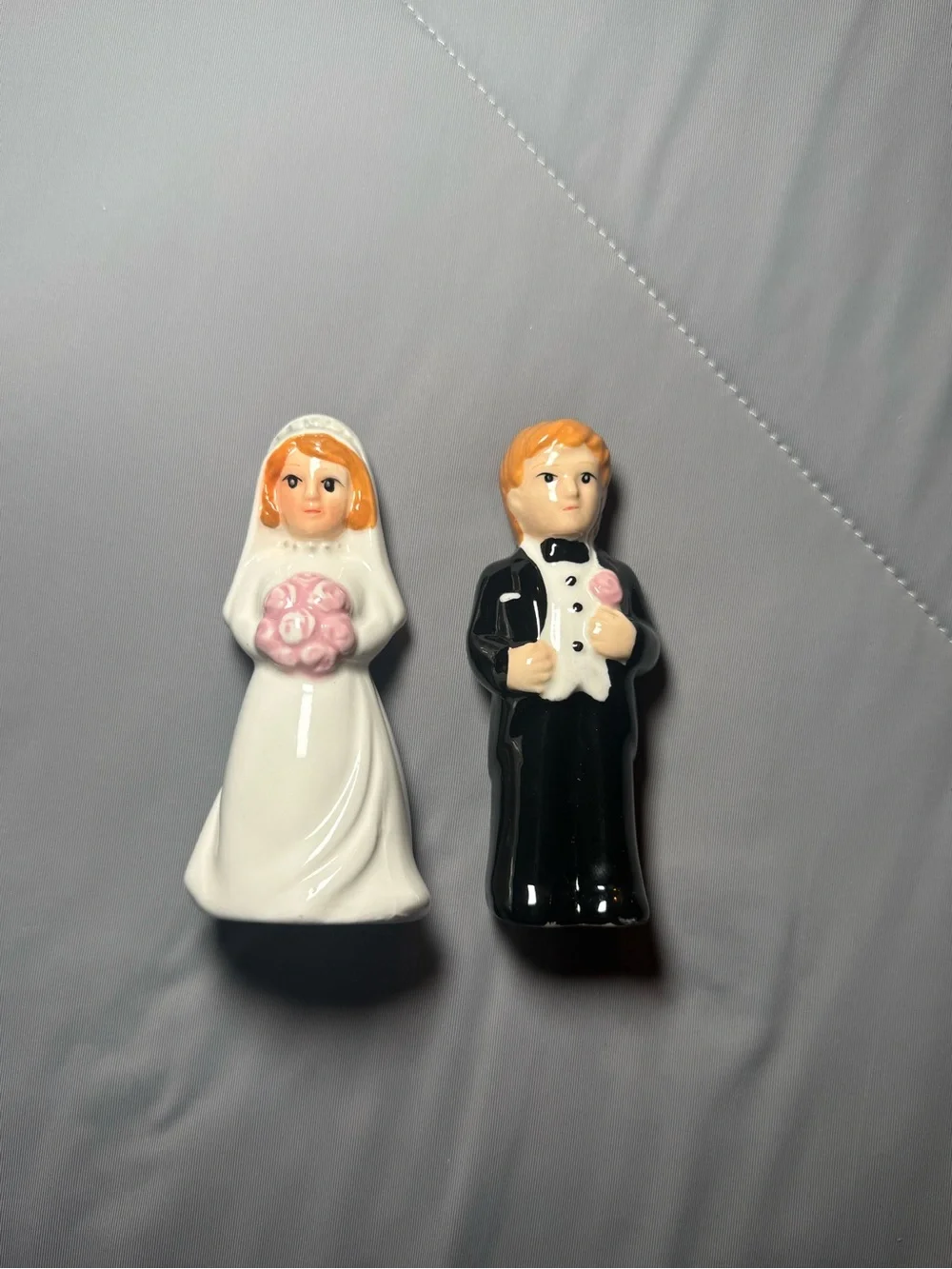 Bride and Groom Wedding Ceramic Salt and Pepper Shakers White and Black